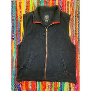 Faded Glory Sweater Vest Men's L Large Full Zip Dark Blue Fleece Zipped Pockets